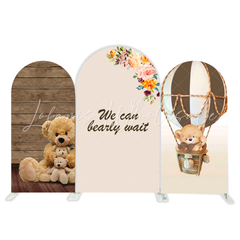 Toile de fond pour arche fête anniversaire ours en peluche On peut à peine attendre