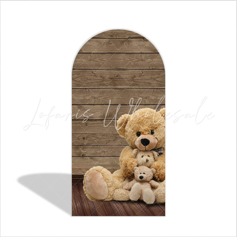 Toile de fond pour arche fête anniversaire ours en peluche On peut à peine attendre