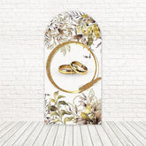 Toile de fond pour arche symbole d'amour alliances mariage pour cérémonie élégante