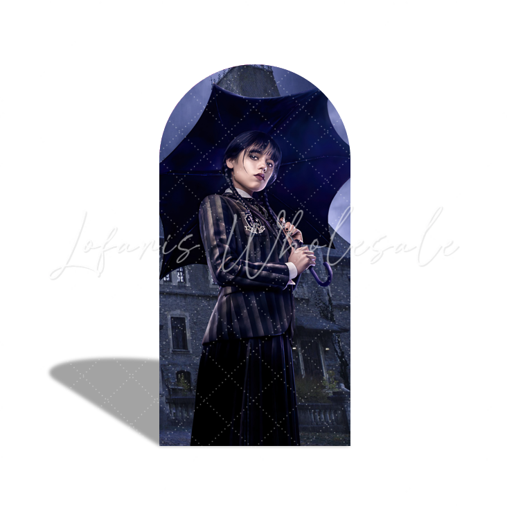 Toile de fond pour arche fête anniversaire Mercredi Addams