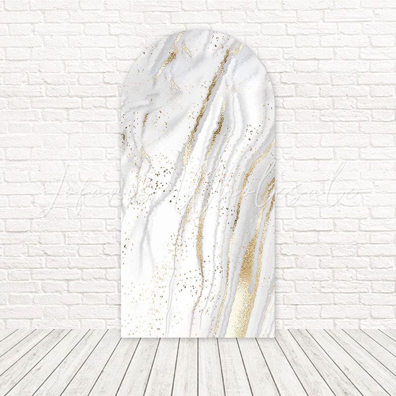 Toile de fond pour arche marbre blanc et or pour thèmes événement élégant et luxueux