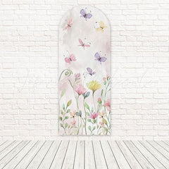 Toile de fond pour arche lueur jardin rêveur papillons fleurs sauvages pour shoot