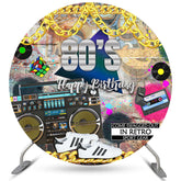 Années 80 en arrière-plan rétro Sport Gear rond joyeux anniversaire