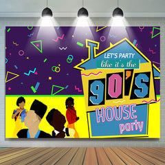 Fête à la maison des années 90 et toile de fond d'anniversaire de lignes abstraites