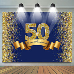 Marine Bleu et Or Heureux 50ème Anniversaire Faire la fête Toile de fond