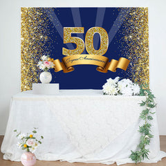 Marine Bleu et Or Heureux 50ème Anniversaire Faire la fête Toile de fond