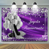 Argent Ballon et Diamants Violet Anniversaire Toile de fond