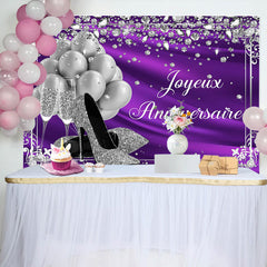 Argent Ballon et Diamants Violet Anniversaire Toile de fond