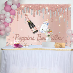 Poppin Bouteilles Rose Doré Bébé Douche Toile de fond