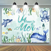 Oneder Le Mer Requin Algue 1er Anniversaire Toile de fond