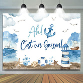 Ohé C'est UN Garçon Marine Ancre Thème Bébé Douche Toile de fond