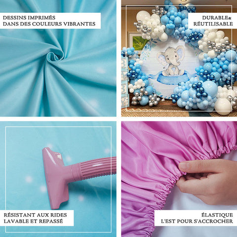 Couverture de toile de fond ronde Brithday Rainbow Cloud Blue Sky Couverture de toile de fond ronde Brithday Rainbow Cloud Blue Sky