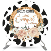 Une petite vache est sur le chemin Baby Showr Circle Backdrop