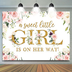 Une douce petite fille est sur le chemin Baby Shower Backdrop