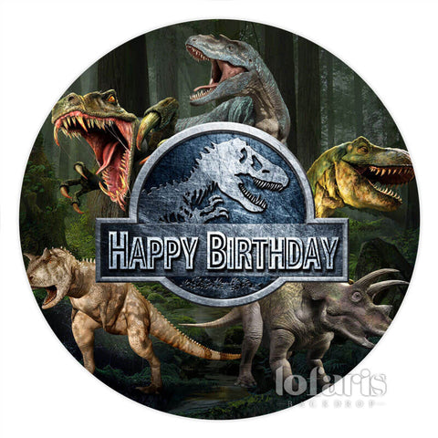 Toile de fond d'anniversaire ronde de dinosaure antique pour garçon Toile de fond d'anniversaire ronde de dinosaure antique pour garçon