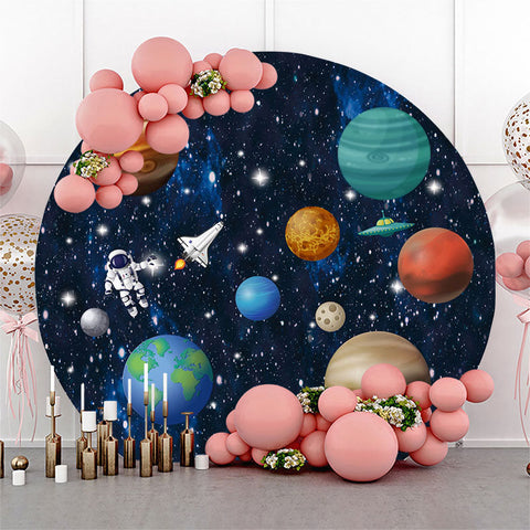 Astronaute planète espace cercle toile de fond pour anniversaire Astronaute planète espace cercle toile de fond pour anniversaire