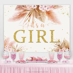 Feuilles d'automne avec toile de fond de douche de bébé fille fleurs