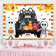 Automne Espion Araignée Citrouille Mignon Fantôme Halloween Toile de Fond