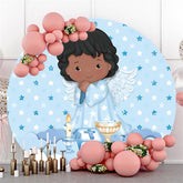 Décors ronds à paillettes de nuage bleu bébé ange pour garçon
