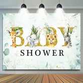 Bébé Animaux et Plantes Vertes Baby Shower Toile de Fond Garçon