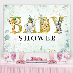 Bébé Animaux et Plantes Vertes Baby Shower Toile de Fond Garçon