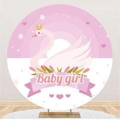 Décors ronds de cygne rose et blanc pour bébé fille, pour fête prénatale