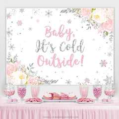 Bébé son froid à l'extérieur de la toile de fond de douche de bébé floral rose