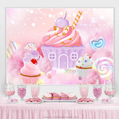 Baby Pink Candyland Dessert Joyeux Anniversaire Toile de Fond