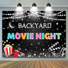 Backyard Movie Night Gitter Star et toile de fond de pop-corn