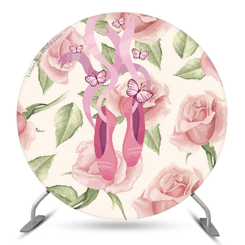 Toile de fond ronde florale Ballerina Party pour les filles Toile de fond ronde florale Ballerina Party pour les filles