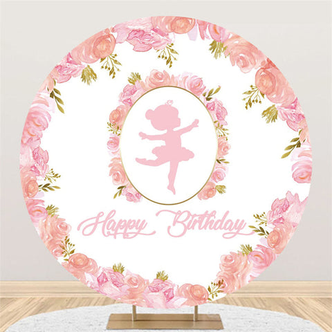 ballerine rose fleur cercle joyeux anniversaire toile de fond ballerine rose fleur cercle joyeux anniversaire toile de fond