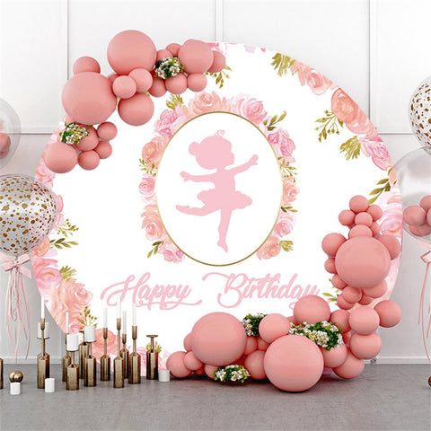 ballerine rose fleur cercle joyeux anniversaire toile de fond ballerine rose fleur cercle joyeux anniversaire toile de fond