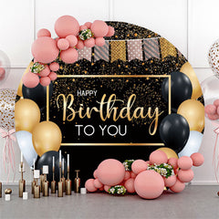 Ballon Drapeau Glitter Joyeux Anniversaire Toile de Fond Ronde