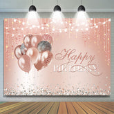 Ballon Rose Diamants Glitter Joyeux Anniversaire Toile de Fond