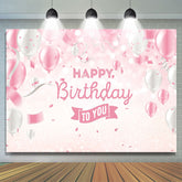 Ballon Ruban Rose Blanc Joyeux Anniversaire Paillettes Bokeh Toile