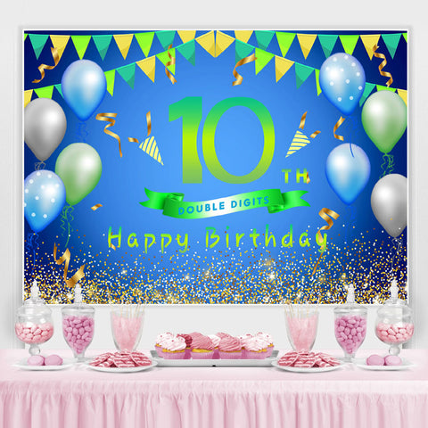 Ballons Et Drapeau Vert Joyeux 10e Anniversaire Toile De Fond Ballons Et Drapeau Vert Joyeux 10e Anniversaire Toile De Fond