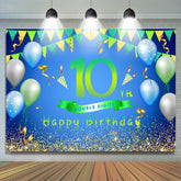Ballons Et Drapeau Vert Joyeux 10e Anniversaire Toile De Fond