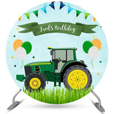 Ballons Tracteur Vert Joyeux Anniversaire Toile de Fond Ronde