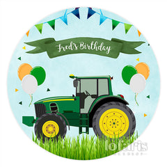 Ballons Tracteur Vert Joyeux Anniversaire Toile de Fond Ronde