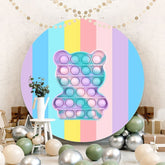 Ours Pop It Toy, arrière-plan rond arc-en-ciel pour fête