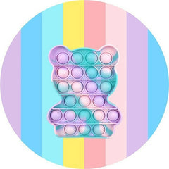 Ours Pop It Toy, arrière-plan rond arc-en-ciel pour fête