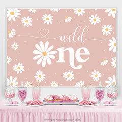 Bellis Perennis Pink Theme Joyeux 1e anniversaire Toile de fond