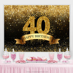 Toile de fond du 40e anniversaire de Bokeh à paillettes noires et dorées