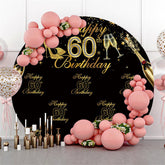 Toile de fond de cercle joyeux 60e anniversaire noir et or
