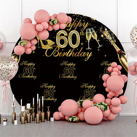 Toile de fond de cercle joyeux 60e anniversaire noir et or Toile de fond de cercle joyeux 60e anniversaire noir et or