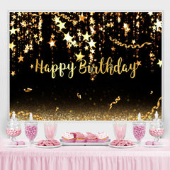 étoiles noires et dorées Bokeh Joyeux anniversaire Toile de fond