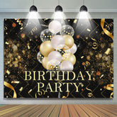 Toile de fond de f¨ºte d'anniversaire bokeh ballon noir et dor¨¦