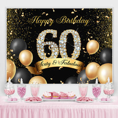 Toile de fond du 60e anniversaire de diamant de ballon noir et dor¨¦