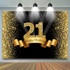 Toile de fond noir et dor¨¦ Bokeh Happy 21th Birthday