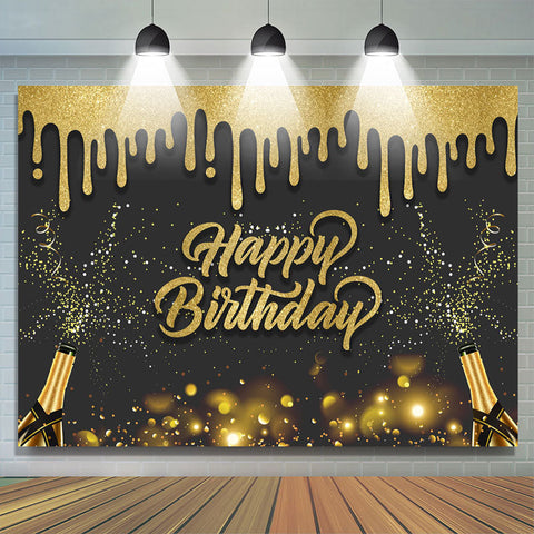Toile de fond joyeux anniversaire à pois noirs et dorés Toile de fond joyeux anniversaire à pois noirs et dorés